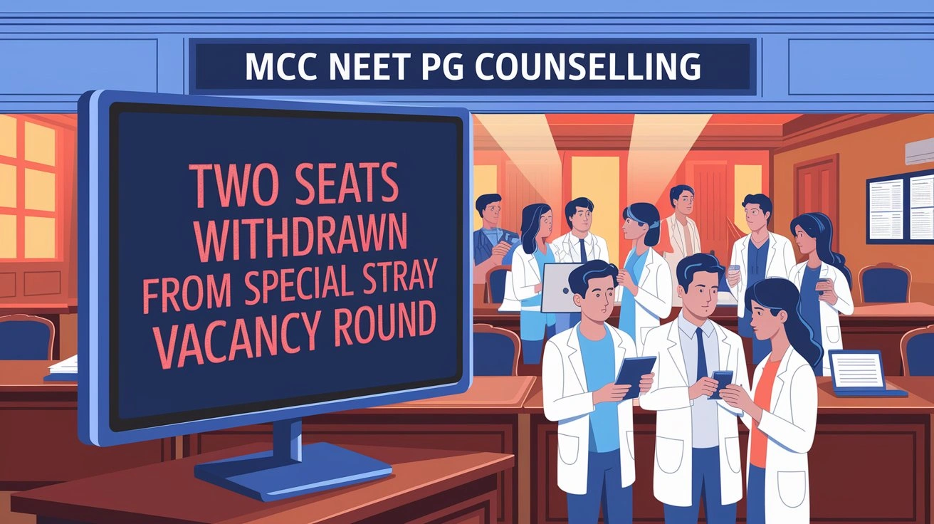 MCC Withdraws Two Seats From NEET PG Special Stray Vacancy Round Counselling 2024, Details Here:-